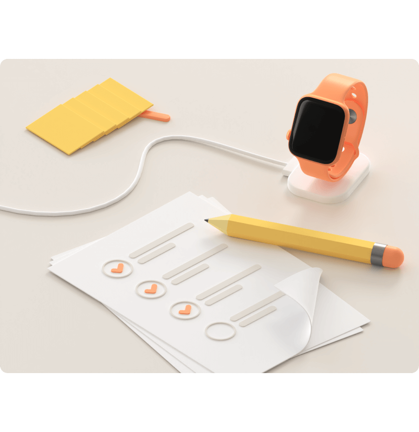 paper checklist with pen and apple watch next to it