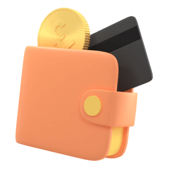 3d wallet with coins and cards