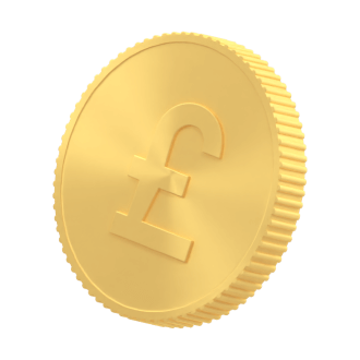 golden coin with £ sign