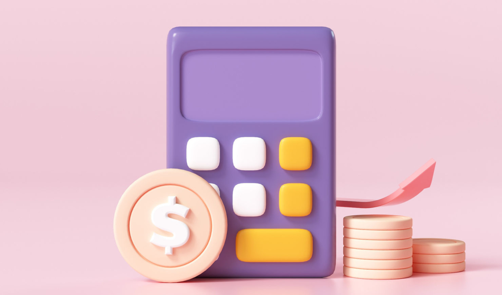 3d image of calculator and money