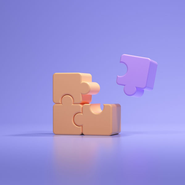 Puzzle of 3 pieces with one being detached