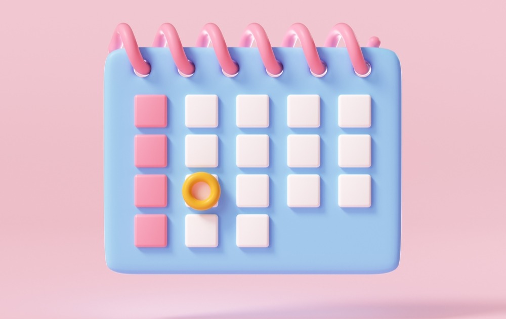 Blue calendar showing different unpaid leave types on pink background