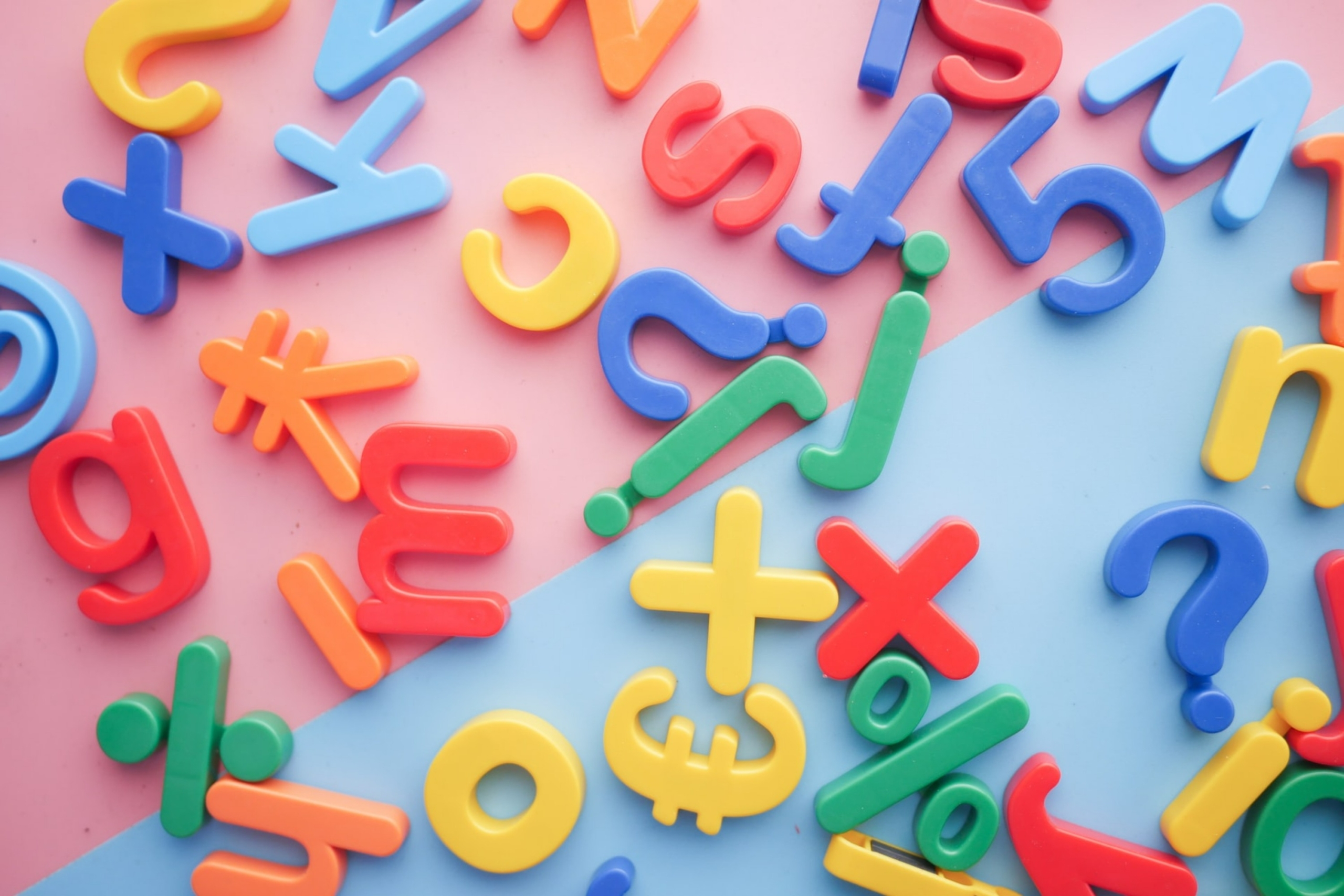 Colorful magnetic letters scattered