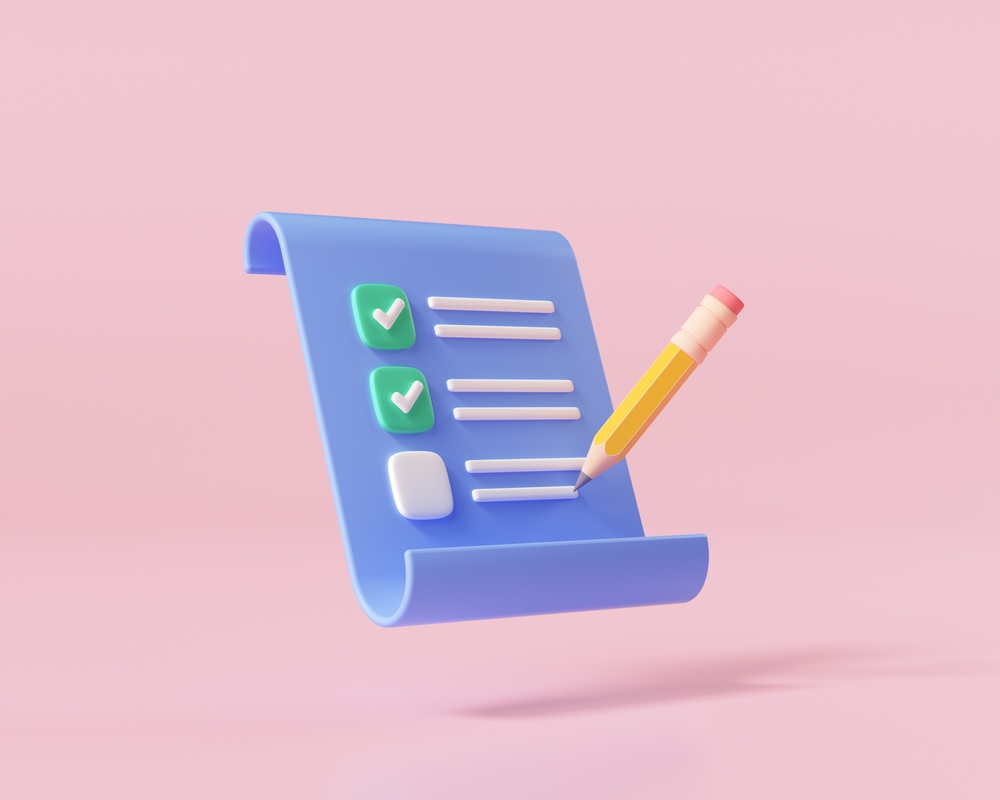 illustration of a 3d checklist and pencil
