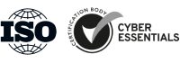 Logos of ISO 27001 + Cyber Essentials certification