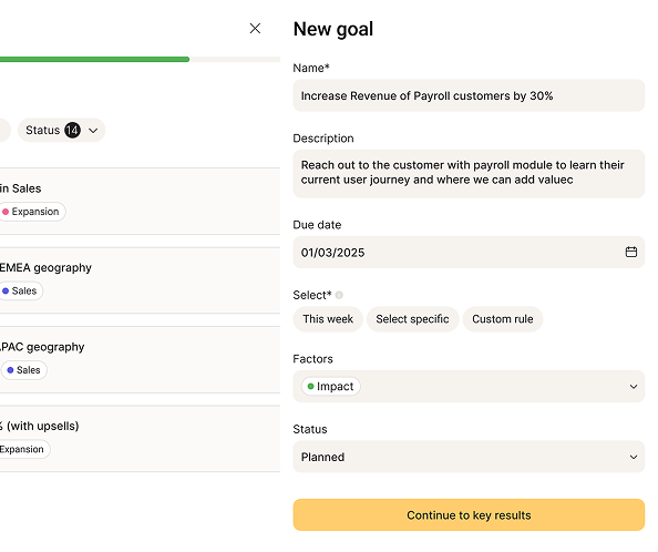 Goal creation page