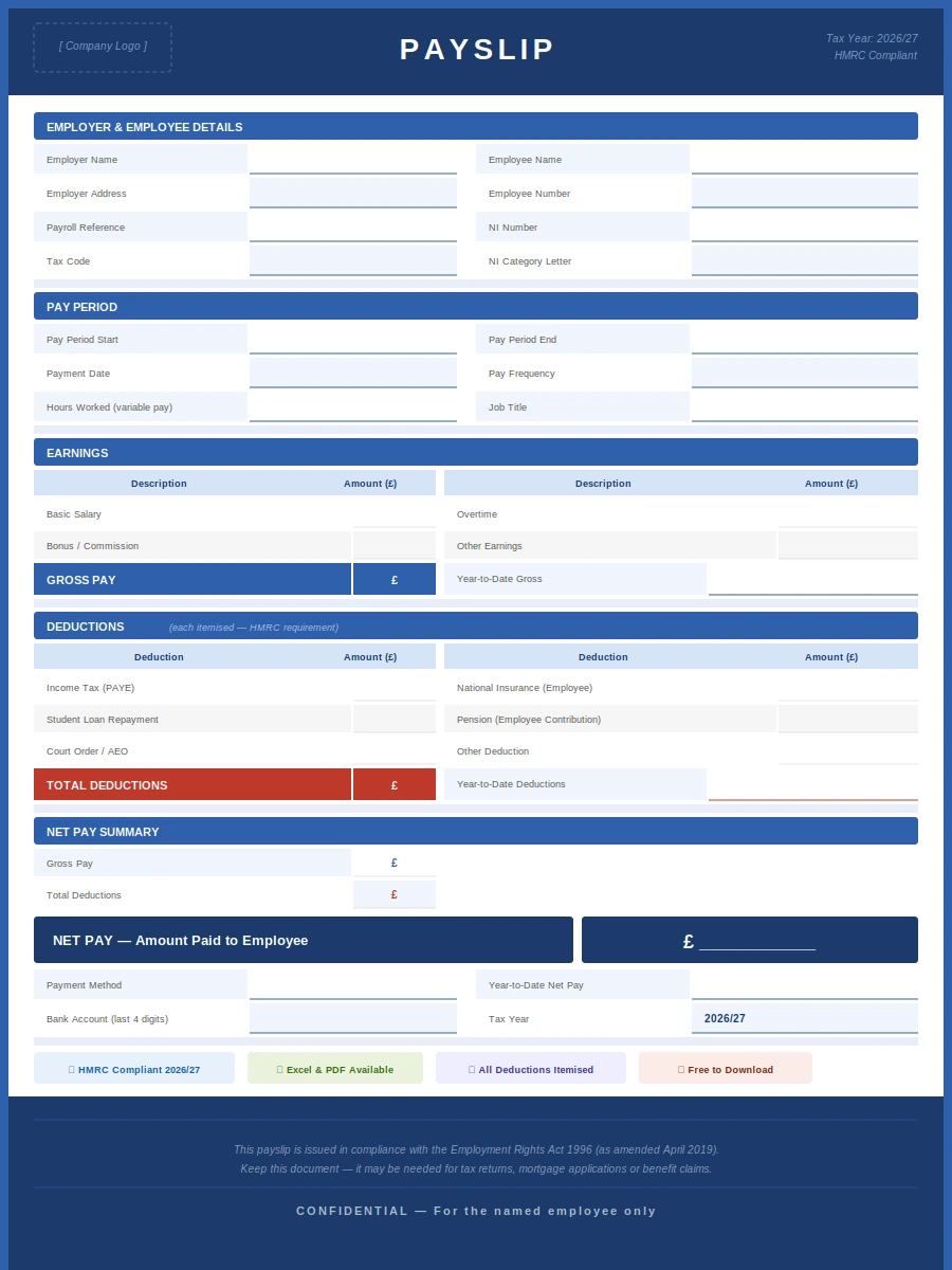 payslip template UK