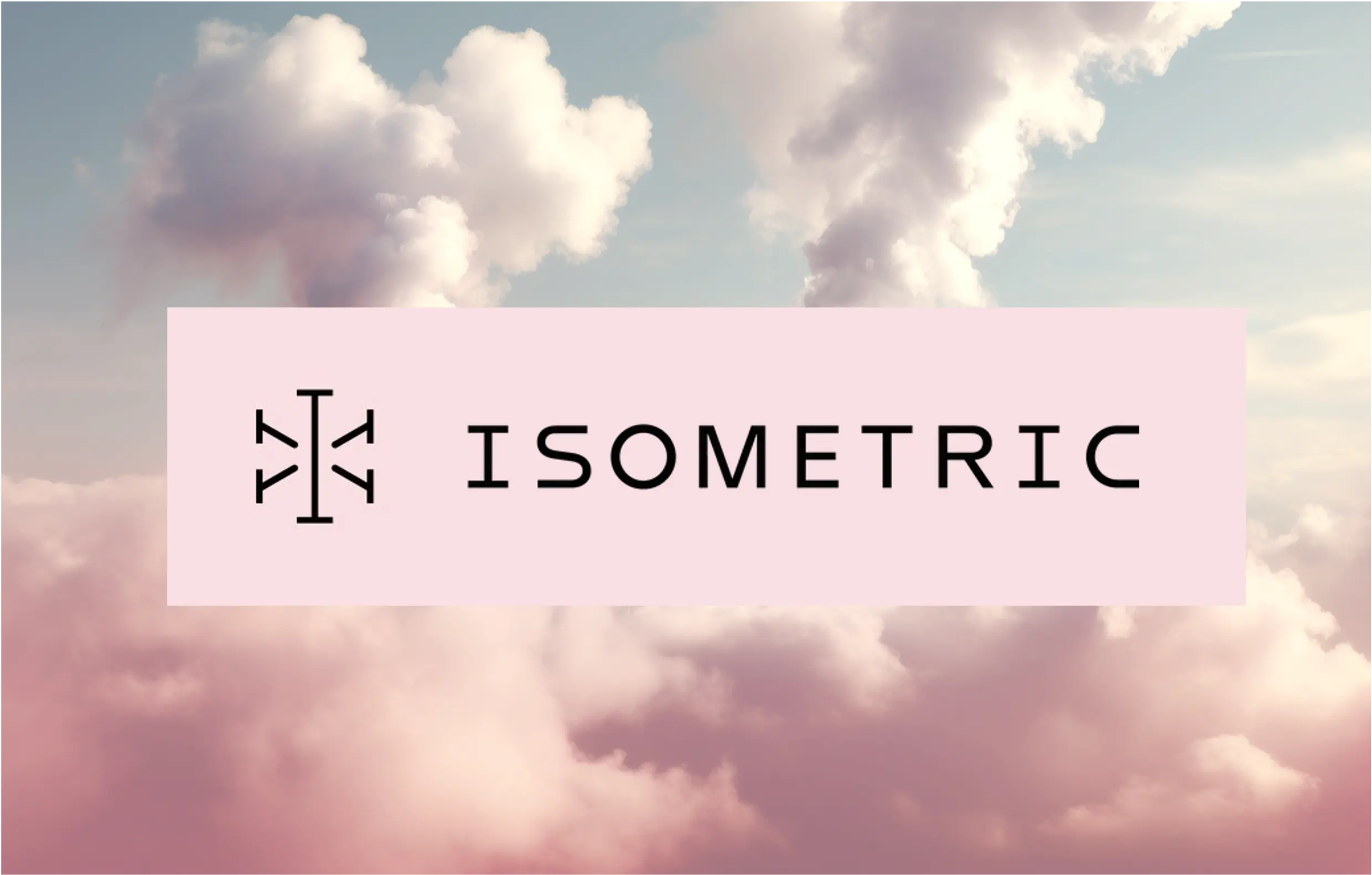 Isometric logo on pink sky background