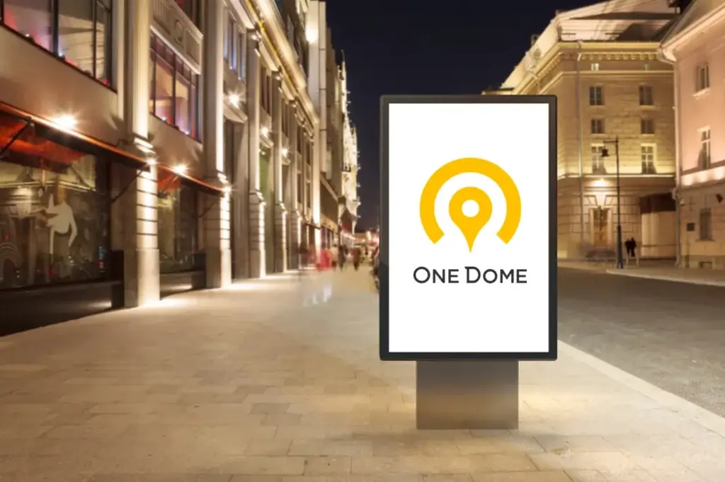 Onedome logo on billboard in the city