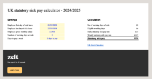 screenshot of sick pay calculator