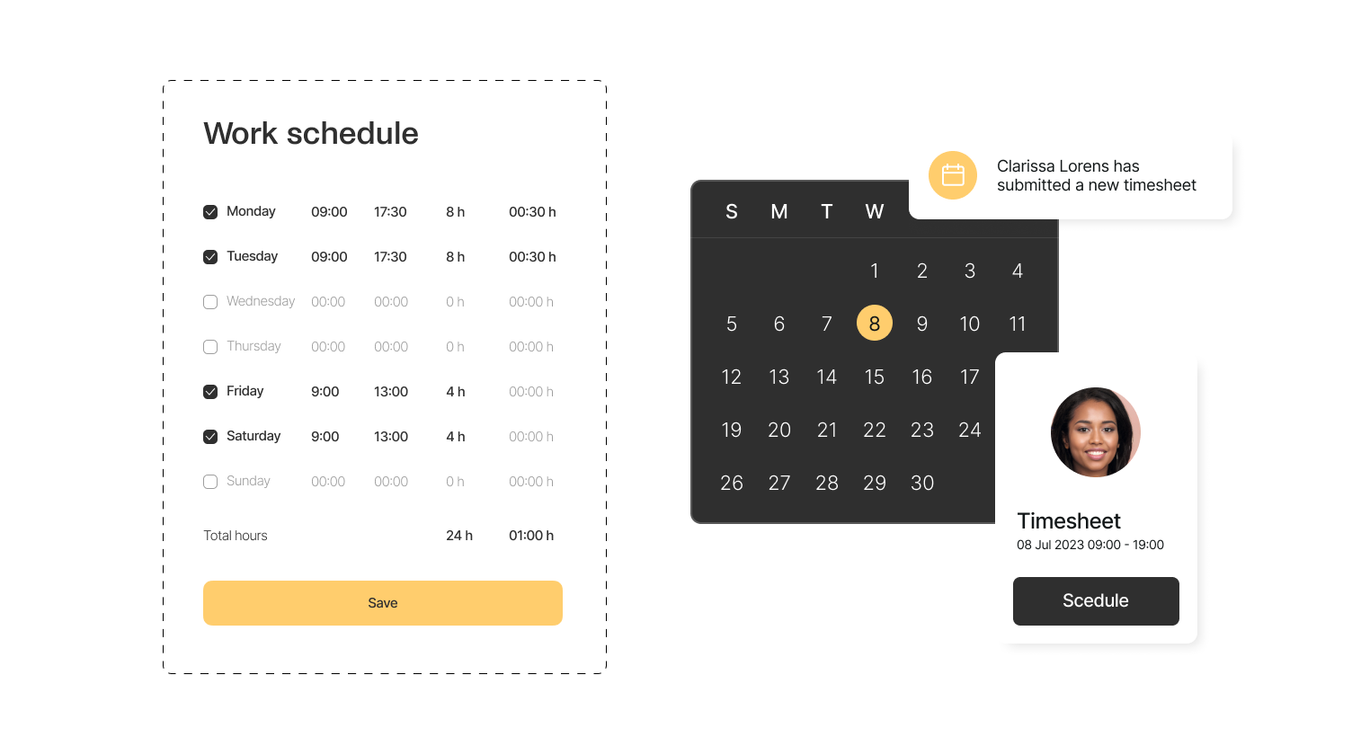 Custom schedules for time tracking